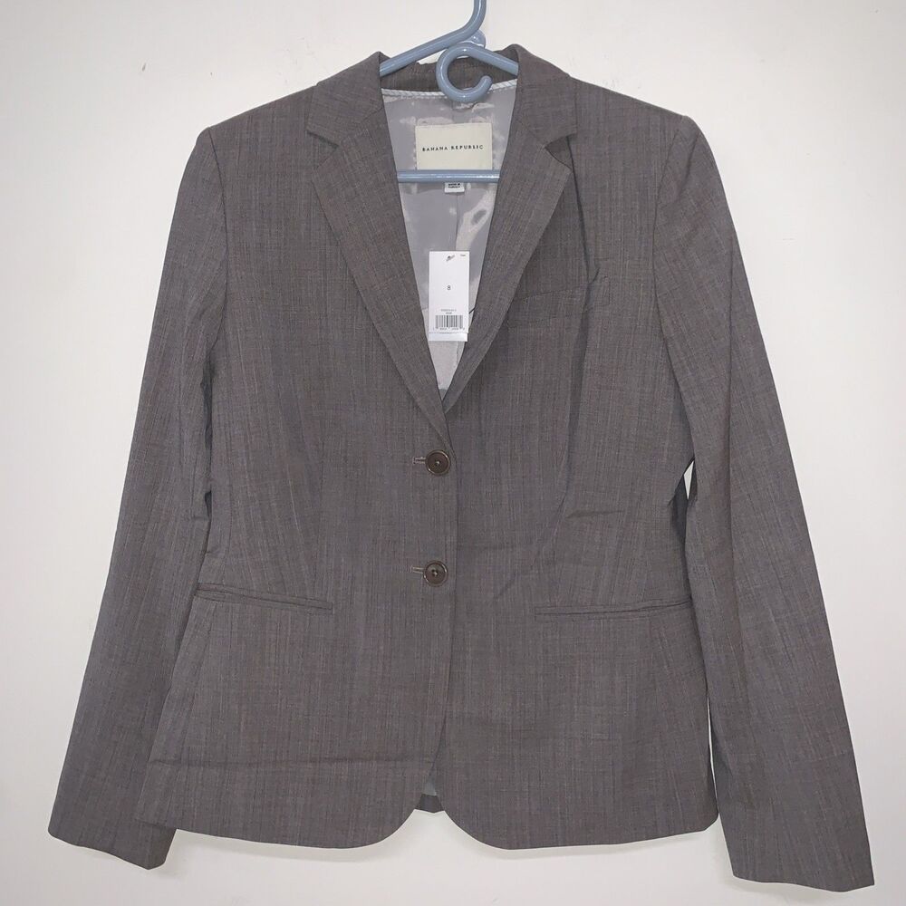 NWT Banana Republic Women's Gray Blazer Women’s Sz 8 Wool Blend Business Casual